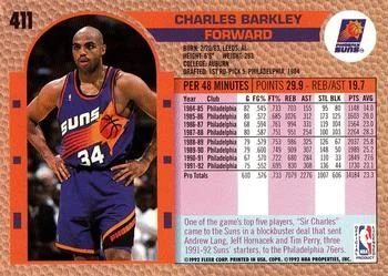1992-93 Fleer Charles Barkley #411 card back image