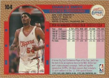 1992-93 Fleer Charles Smith #104 card back image