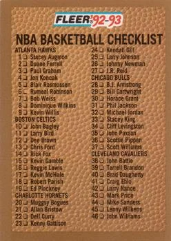 1992-93 Fleer Checklist: 1-87 #262 card image