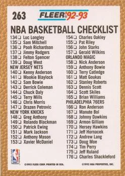 1992-93 Fleer Checklist: 88-176 #263 card back image