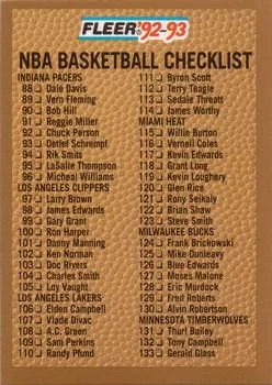 1992-93 Fleer Checklist: 88-176 #263 card image
