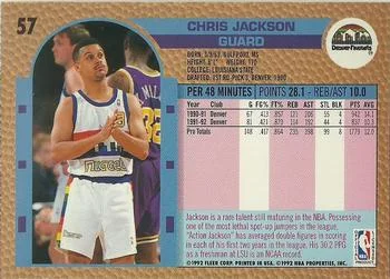1992-93 Fleer Chris Jackson #57 card back image