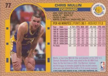 1992-93 Fleer Chris Mullin #77 card back image
