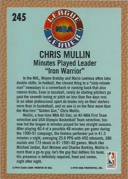 1992-93 Fleer Chris Mullin LL #245 card back image