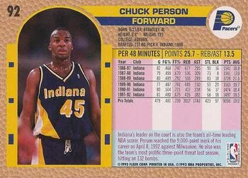 1992-93 Fleer Chuck Person #92 card back image