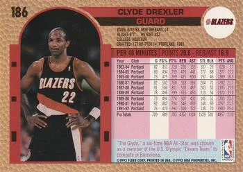 1992-93 Fleer Clyde Drexler #186 card back image