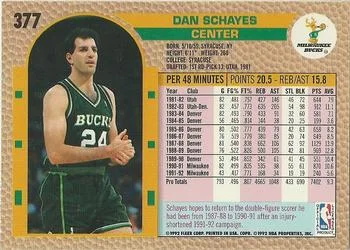 1992-93 Fleer Dan Schayes #377 card back image