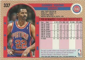 1992-93 Fleer Danny Young #337 card back image