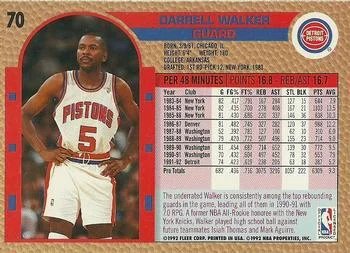 1992-93 Fleer Darrell Walker #70 card back image