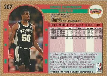 1992-93 Fleer David Robinson #207 card back image
