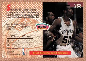1992-93 Fleer David Robinson SD #288 card back image