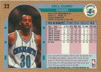 1992-93 Fleer Dell Curry #22 card back image