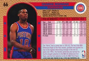 1992-93 Fleer Dennis Rodman #66 card back image
