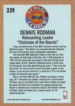 1992-93 Fleer Dennis Rodman LL #239 card back image