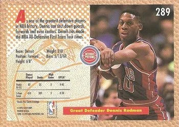 1992-93 Fleer Dennis Rodman SD #289 card back image