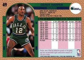 1992-93 Fleer Derek Harper #49 card back image