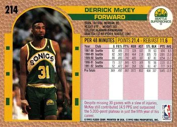 1992-93 Fleer Derrick McKey #214 card back image