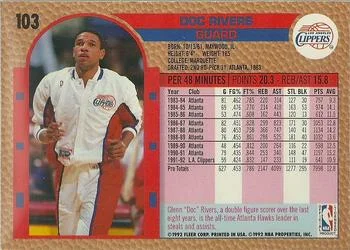 1992-93 Fleer Doc Rivers #103 card back image