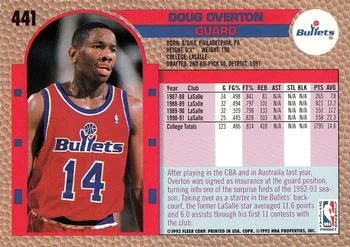 1992-93 Fleer Doug Overton #441 card back image