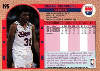 1992-93 Fleer Duane Causwell #195 card back image