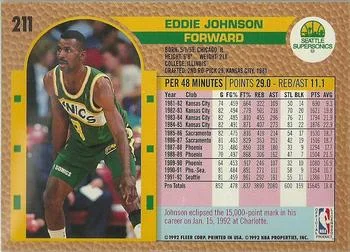 1992-93 Fleer Eddie Johnson #211 card back image