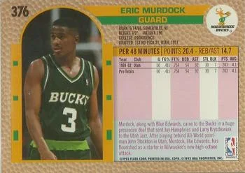 1992-93 Fleer Eric Murdock #376 card back image