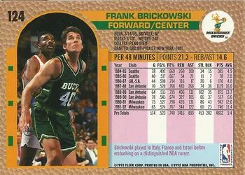 1992-93 Fleer Frank Brickowski #124 card back image