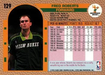 1992-93 Fleer Fred Roberts #129 card back image