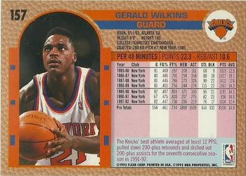 1992-93 Fleer Gerald Wilkins #157 card back image