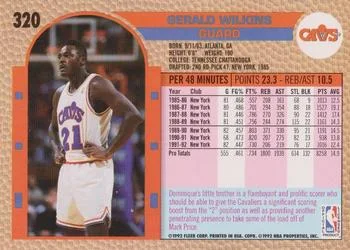 1992-93 Fleer Gerald Wilkins #320 card back image