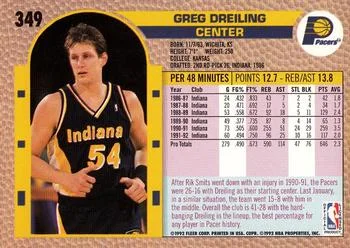1992-93 Fleer Greg Dreiling #349 card back image