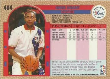 1992-93 Fleer Greg Grant #404 card back image