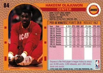 1992-93 Fleer Hakeem Olajuwon #84 card back image