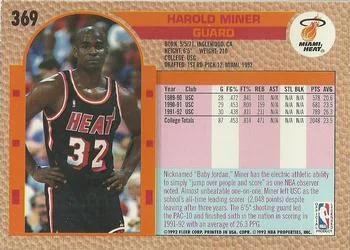 1992-93 Fleer Harold Miner #369 card back image