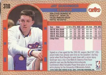 1992-93 Fleer Jay Guidinger #318 card back image
