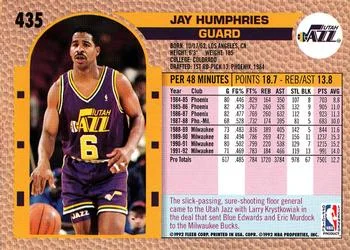 1992-93 Fleer Jay Humphries #435 card back image