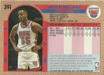 1992-93 Fleer Jayson Williams #391 card back image