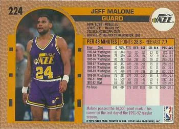 1992-93 Fleer Jeff Malone #224 card back image