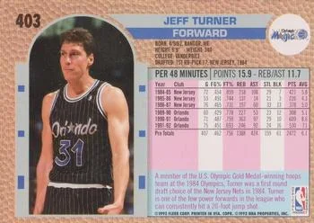 1992-93 Fleer Jeff Turner #403 card back image