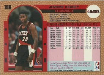 1992-93 Fleer Jerome Kersey #188 card back image