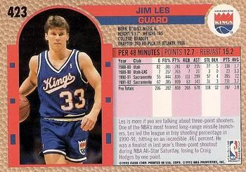 1992-93 Fleer Jim Les #423 card back image