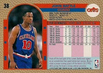 1992-93 Fleer John Battle #38 card back image