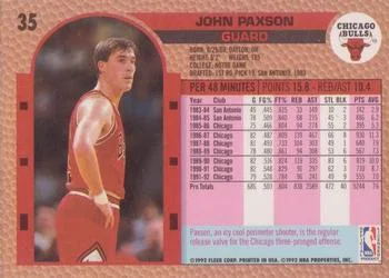 1992-93 Fleer John Paxson #35 card back image