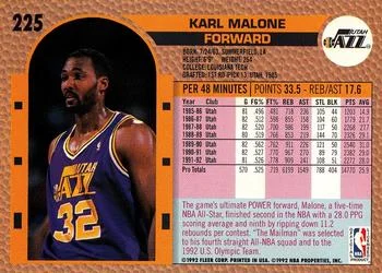 1992-93 Fleer Karl Malone #225 card back image