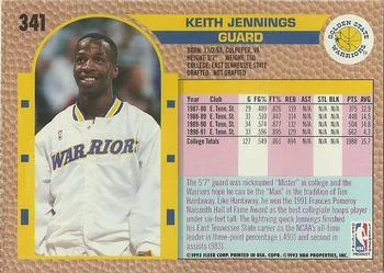 1992-93 Fleer Keith Jennings #341 card back image