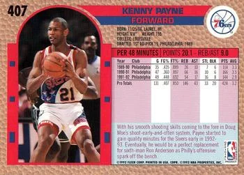 1992-93 Fleer Kenny Payne #407 card back image