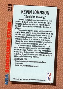1992-93 Fleer Kevin Johnson SYS #258 card back image