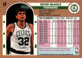 1992-93 Fleer Kevin McHale #17 card back image