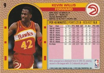 1992-93 Fleer Kevin Willis #9 card back image