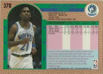 1992-93 Fleer Lance Blanks #378 card back image